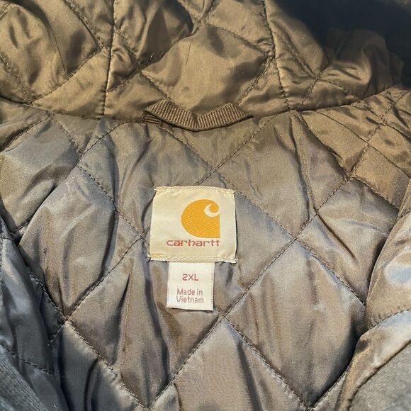Carhartt Rain Defender Jacket Mens 2X Black Hooded Quilted Lined Full Zip Works - Picture 3 of 15